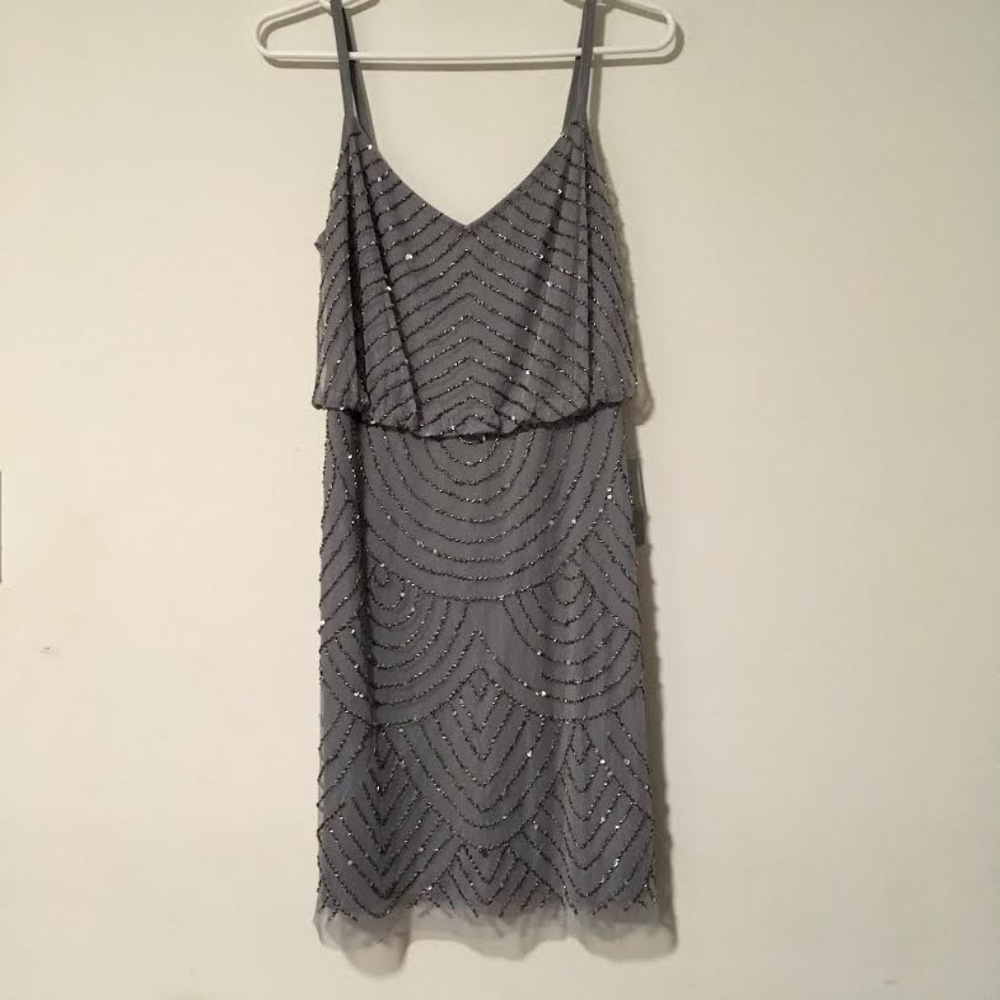 Adrianna Papell Sequin Blouson Dress Size 4 (Gray)